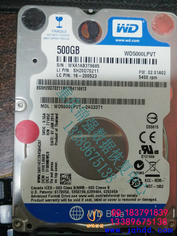 西数WD5000LPVT 771931 西数19XX热交换成功恢复数据