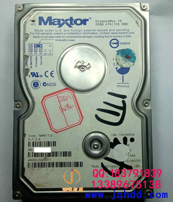 迈拓MAXTOR 4R080J0220211异响数据恢复成功案例