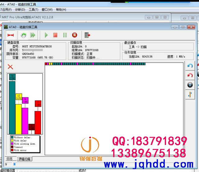 日立硬盘读取数据慢HTS725050A7E630坏道成功恢复案例
