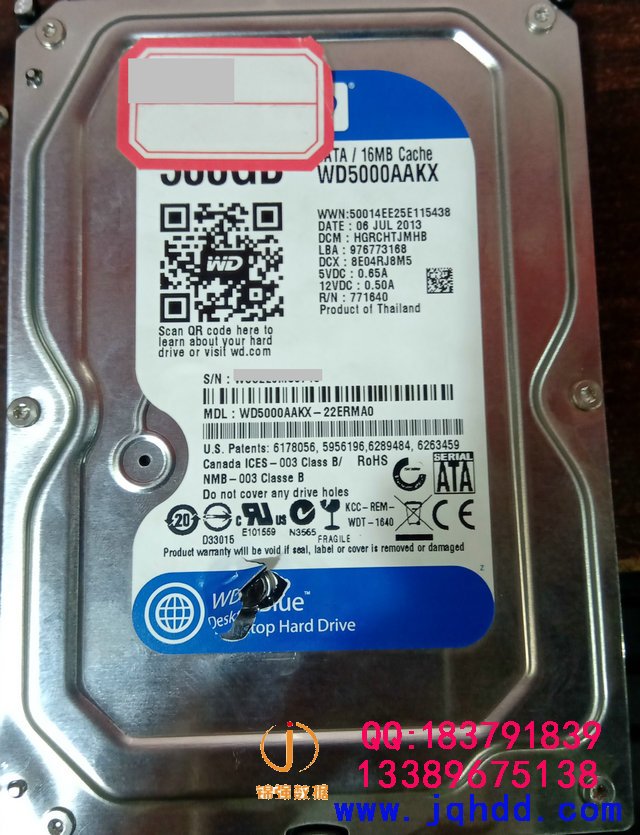 西数WD5000AAKX-22ERMA0磁头卡死开盘成功恢复数据案例-图片1