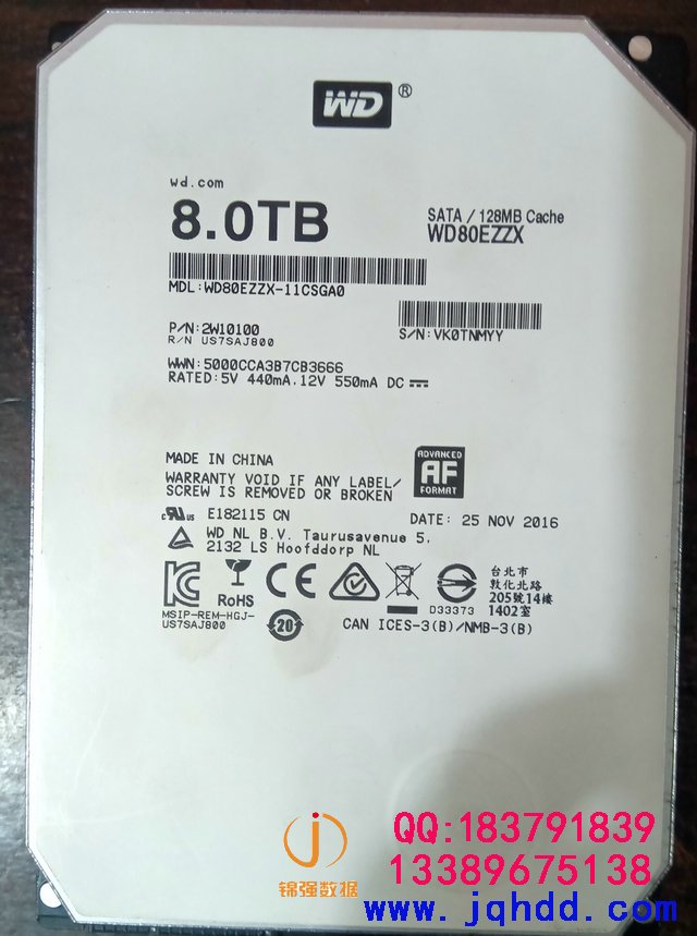 WD/西数数据恢复案例WD80EZZX-11CSGA0电路接错烧坏数据恢复案例