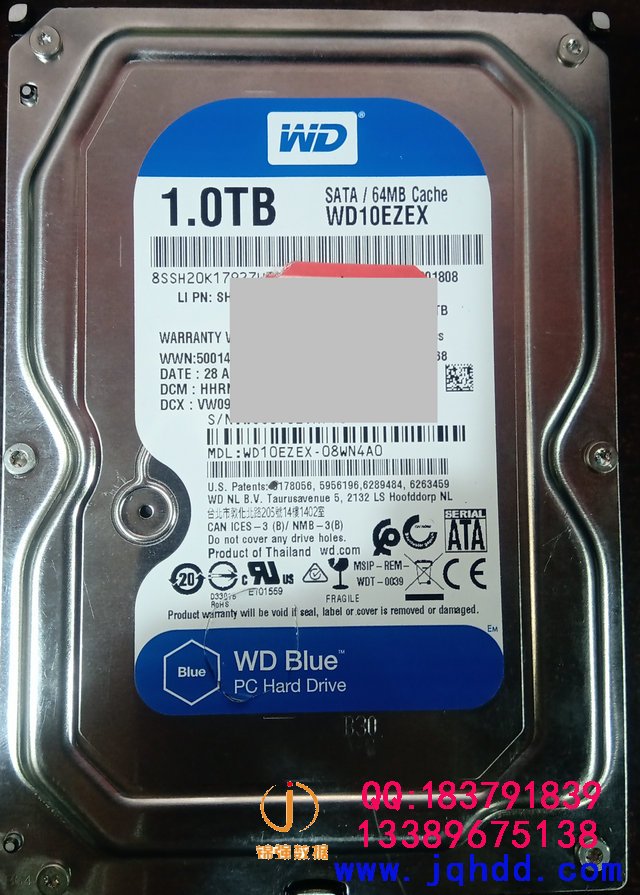 西数WD10EZEX硬盘内外圈划伤数据恢复成功案例