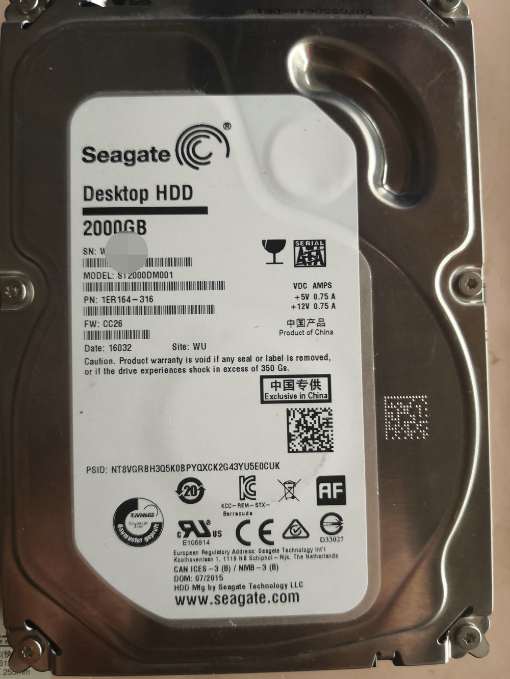 Seagate/希捷硬盘ST2000DM001-1ER164盘片划伤LED报错热交换恢复数据案例-图片1