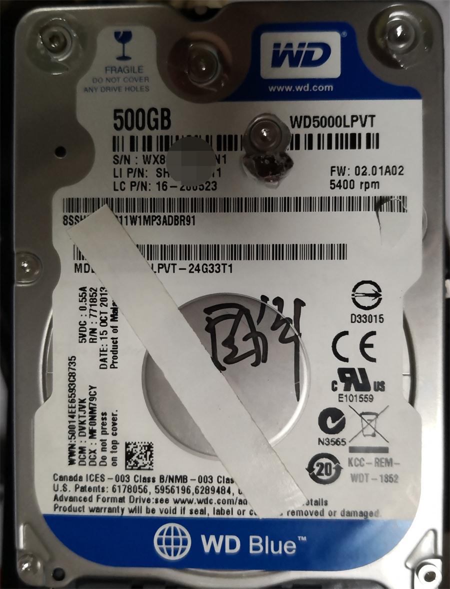 WD/西数WD5000LPVT 771959固件区严重损坏热交换数据恢复案例-图片1